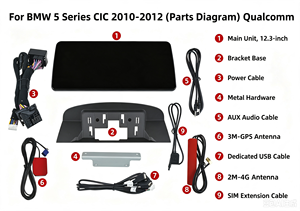 สำหรับ BMW ซีรีส์ 5 F10 F11 CIC ปี 10-12 รักษาระบบ CIC ดั้งเดิม หน้าจอสัมผัส HD ขนาด 12.3 นิ้ว ระบบแอนดรอยด์ ชุดเครื่องเสียงติดรถยนต์แบบระบบคู่ - Product Image 3