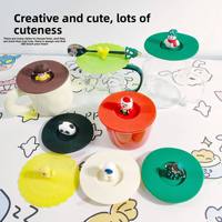 Couvre-tasse en silicone 3D mignon, universel, résistant à la chaleur, anti-poussière, pour tasse à thé en verre ou en céramique