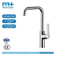 Robinet de cuisine monocommande en laiton chromé argenté Metalique 140032, à poser sur plan, avec cartouche céramique, installation facile