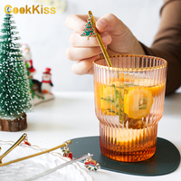Ensemble de cuillères à thé et à café en acier inoxydable doré, souvenir de Noël personnalisé, mignon