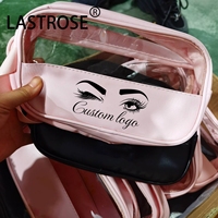 Vente en gros de trousses de maquillage en PVC transparent rose imperméables avec poignée, étiquette privée, grande capacité, sac de maquillage translucide en PU