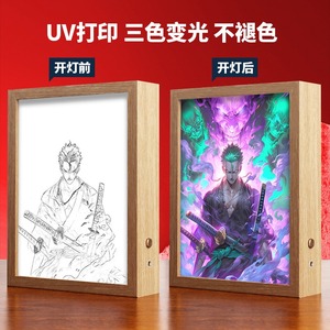 Luffy Led Decorative Light Painting Lamp Anime One Zoro Three Color Light Glowing Photo <b>Frame</b> Luminous Hanging <b>Poster</b> Solar DC - Product Image 5