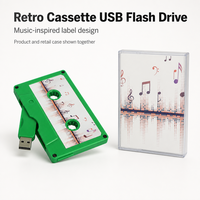 Clé USB en forme de cassette audio personnalisable avec étiquette imprimée, idéale pour mariage, anniversaire, remise de diplôme, cadeau pour artiste