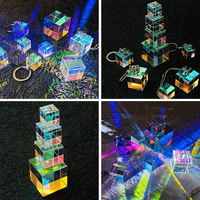 Prisme optique en verre RGB en forme de cube, attrape-soleil, accessoire de photographie, élément décoratif pour l'enseignement scientifique