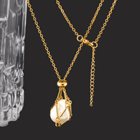 Collier flammé européen américain de haute qualité Pendentif à chaîne ajustable avec poche en filet tissé transfrontalier en acier inoxydable Or unique