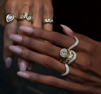 Milskye Damen Klassischer Schmuck 18k Vergoldete 925 Silber Zirkon-Besetzte Bandringe für Frauen