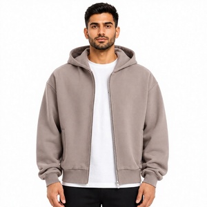 Sweat-shirt à capuche zippé décontracté pour homme, 470 GSM, coton French Terry, streetwear lourd, fermeture éclair intégrale, fabricant OEM, marque privée - Product Image 1