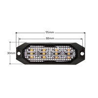 Cabezal de Luz LED de Superficie de 4 LED, ECE R65, XA1, SAE J595, Clase 1, IP6K9K, 3W Cada Uno, DC 12-24V, 15 Patrones de Destello, Alternación Sincronizada