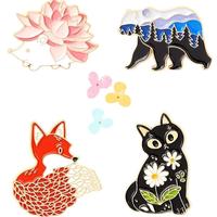 Badge en métal émaillé personnalisé avec motif d'animal de la forêt, mignon, pour sac, vêtement, ou comme broche, idéal pour les cadeaux de la Réservation Naturelle