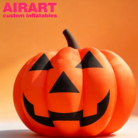 Citrouilles gonflables d'Halloween de couleur orange vif pour la décoration de jardin, citrouille gonflable classique de qualité commerciale