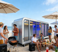 Maison préfabriquée tendance, cabane personnalisée style Apple avec balcon, villa de vacances, pod de loisirs, maison capsule chinoise