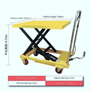 Plataforma de elevación hidráulica Manual portátil de 350kg, <span class=keywords><strong>Mini</strong></span> elevador hidráulico de mano, carrito de mesa de tijera - Product Image 5