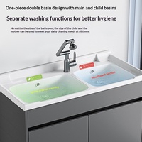 Ensemble de salle de bain de luxe léger avec miroir intelligent, vasque en alliage d'aluminium et toilettes en céramique, solution complète pour le sol