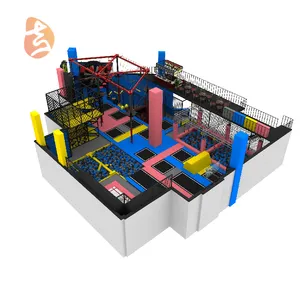 Top verkaufen kommerzielle Indoor-Trampolin Park Ausrüstung Kinderspiel platz mit Ninja Warrior Hindernis parcours zum Verkauf