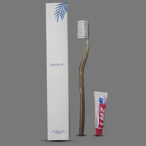 Luxury Hotel Disposable GoldenToothbrush With Toothpaste High Quality Plastic Toothbrush Cheap Hotel Dental Kit