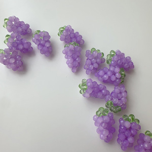Beaded Grape Charms | Handmade Purple Faceted <b>Crystal</b> Bead Grape <b>Cluster</b> Pendants for DIY Jewelry, Bag Charms & Keychains - Product Image 3