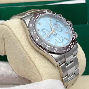 Reloj mecánico de gama alta 2025 para hombre con diamante azul hielo, bisel de cerámica rojo vino, reloj cronógrafo de tres ojos - Product Image 4