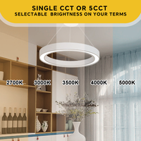 Luminaire suspendu LED circulaire dimmable 40W 3CCT homologué UL, base en aluminium, pour hall d'hôtel, restaurant