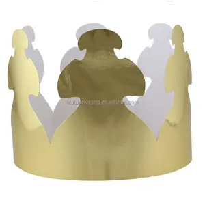 Custom Golden Silver Glitter Celebration Kid Birthday Decoration King Queen Party Paper Crown