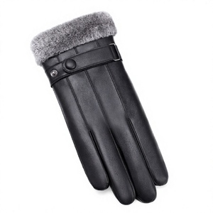 Men Genuine Leather <b>Gloves</b> Winter Warm Brown Sheepskin <b>Gloves</b> Soft Touchscreen Driving <b>Gloves</b> Thermal Lined Fashion Dress <b>Gloves</b> - Product Image 5