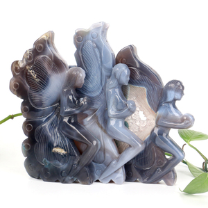 Sculpture en cristal de guérison en gros, sculpture de fée en pierre d'agate naturelle sculptée, géode de cristal pour la décoration - Product Image 3