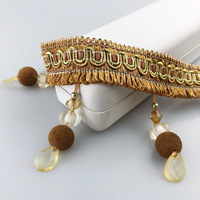 Accessoires textiles pour la maison Boule de perles suspendue multicolore Pendentif en polyester doré Rideau Tassel Fringe Bead Trims