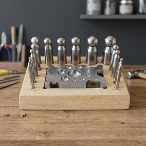 Ensemble de blocs de façonnage pour designer avec 14 poinçons en acier trempé pour la formage de bijoux et la création de dômes métalliques | GS621Z - Product Image 2