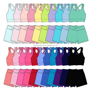 Fabricant professionnel d'ensembles d'entraînement pour filles, ensemble de vêtements de sport pour enfants avec logo personnalisé, débardeur et short anti-transpiration, faible MOQ - Product Image 4