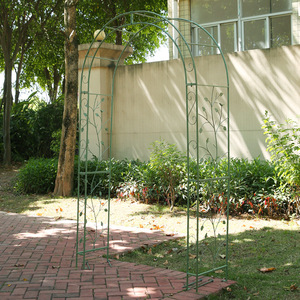 Arc de rose avec arche décorative pour oiseaux en fer, support pour plantes grimpantes, support pour plantes moderne du milieu du siècle - Product Image 2
