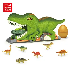 HW funny sliding dinosaur tunnel car track vehicles set toys for kids with 6PCS small dinosaur