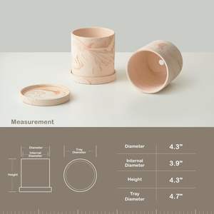 Pots de plantes en céramique 2+4 pouces, écologiques, durables, design moderne pour intérieur, avec trou de drainage et soucoupe, pour la maison et le bureau (rose) - Product Image 2