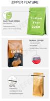 Pochette debout personnalisée à fermeture éclair à huit côtés réutilisable et scellée sur le côté emballage en plastique de qualité alimentaire pour les collations au café pour les biscuits