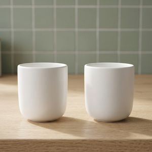 Ensemble de 2 tasses à lait en céramique de 200 ml au design classique pour homme, avec couvercles en bois, écologiques, compatibles lave-vaisselle/micro-ondes - Product Image 2