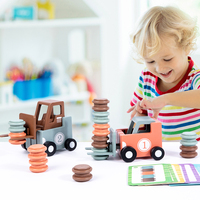 Chariot élévateur en bois jouet début éducatif Parent-enfant voiture jeu de bataille enfant en bas âge Montessori jouets en bois pour les enfants