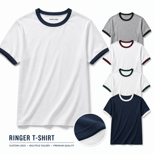 Camiseta Ringer para Hombre, con Logotipo Personalizado, Cuello y Puños en Contraste, Cuello Redondo, Camiseta Lisa, Suave y Transpirable, Múltiples Colores, OEM - Product Image 1