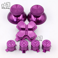 NSLikey Jeu de boutons métalliques pour manette PS5 en alliage d'aluminium Dpad ABXY Thumbstick Cover Button