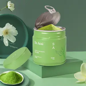 Kotak Penyimpanan Kaleng Teh Matcha Teh Logam Bulat Kosong Mini Desain Mewah Kustom Kotak Penyimpanan Kaleng Kaleng Kaleng Teh Matcha Kedap Udara