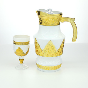 Juego de Vasos de Vidrio Dorado con Blanco al por Mayor, Juego de Jarra y Vasos con Tapa - Product Image 5