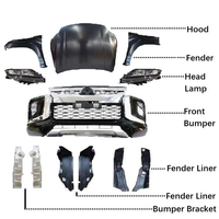 Accessoires de voiture de levage de visage avant pare-chocs avant lampe frontale de bas niveau pour 2015 Triton L200 mise à niveau vers 2019 Triton L200 Kit de carrosserie