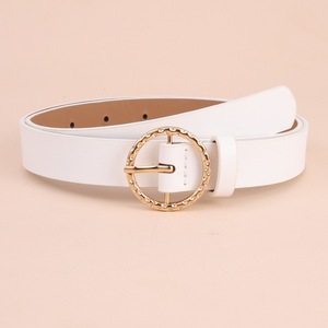 Femmes Simple Mode Ronde Strass Boucle En Cuir De Vachette Ceinture Alliage Matériel PU Ceintures En Plastique pour Jeans Robes Manteaux - Product Image 3