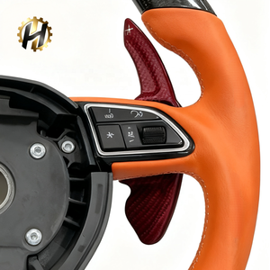 Volant de direction HZ personnalisé en cuir véritable en fibre de carbone, luxueux et durable, pour <span class=keywords><strong>Audi</strong></span> A3/A4/A5/A6/A7/<span class=keywords><strong>Q3</strong></span>/Q5/Q7/Q8 Classe S - Product Image 3