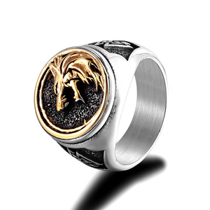 Men's <b>Wolf</b> Head <b>Ring</b> Stainless Steel 3D Embossed Gold Index Finger <b>Ring</b> Gift Jewelry - Product Image 5