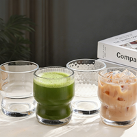 En stock – Lot de tasses en verre transparent multi-textures, design côtelé et martelé, pour matcha, latte, café, cérémonie du matcha et usage quotidien