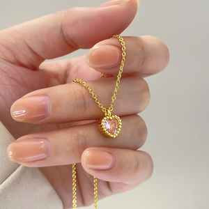 Wholesale Fashion <b>Heart</b> Necklace High Quality Jewellery <b>Heart</b> <b>Shape</b> Zirconia Fine Necklace Jewelry Women - Product Image 5