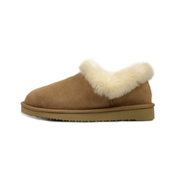 Chaussures d'hiver pour femmes, pantoufles d'intérieur avec fourrure, bottes en daim chaudes et confortables pour l'intérieur