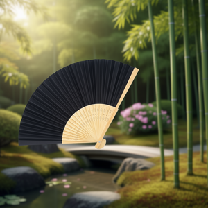 Ventaglio di Carta Ilan 21 Cm Nero, Accessorio Pieghevole - Product Image 2