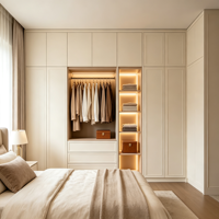 Armario Modular Moderno de Gran Capacidad, Vestidor Integrado con Estantes LED para Dormitorio de Apartamento o Villa de Lujo