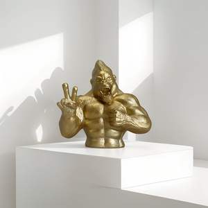 Witt Victory Biye Golden Monkey resina artesanía creativa Animal decoración del hogar artículo Navidad placa pintada figurita modelo - Product Image 4