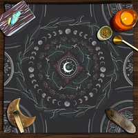 Nappe de table pour jeu de cartes Altar, pentagramme, phases lunaires, nappe de tarot, nappe de grille de cristal pour la décoration