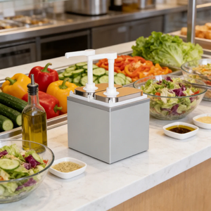 Commercial 1L Double Head Condiment Dispenser Stainless Steel Pump For Ketchup <b>BBQ</b> Sauce Salad Dressing Syrup Catering Kitchen - Product Image 3